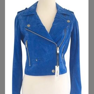 blue suede moto jacket
